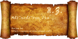 Mészáros Zia névjegykártya